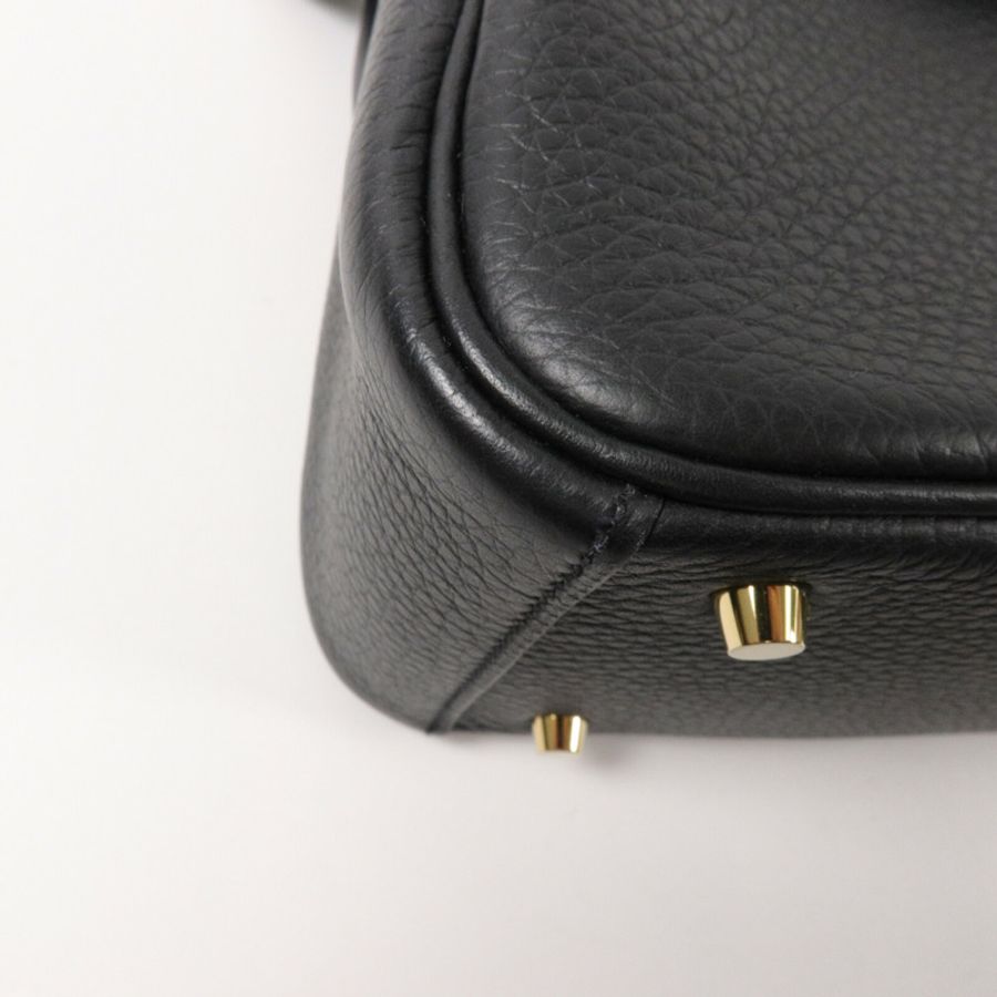 HERMES Clemence皮革Mini Lindy手挽肩背兩用袋Noir-10