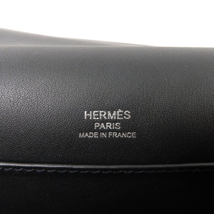 HERMES Chevre皮革Geta肩背袋Noir-5