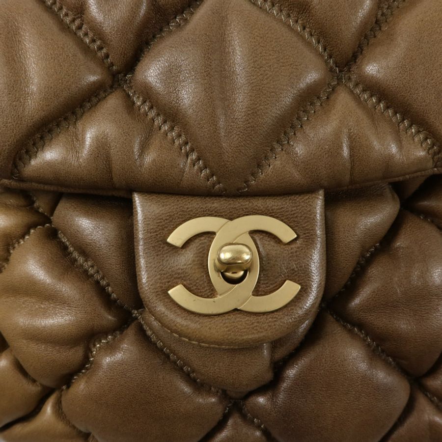 CHANEL 牛皮皮革Bubble Quilted鏈帶肩背袋-6