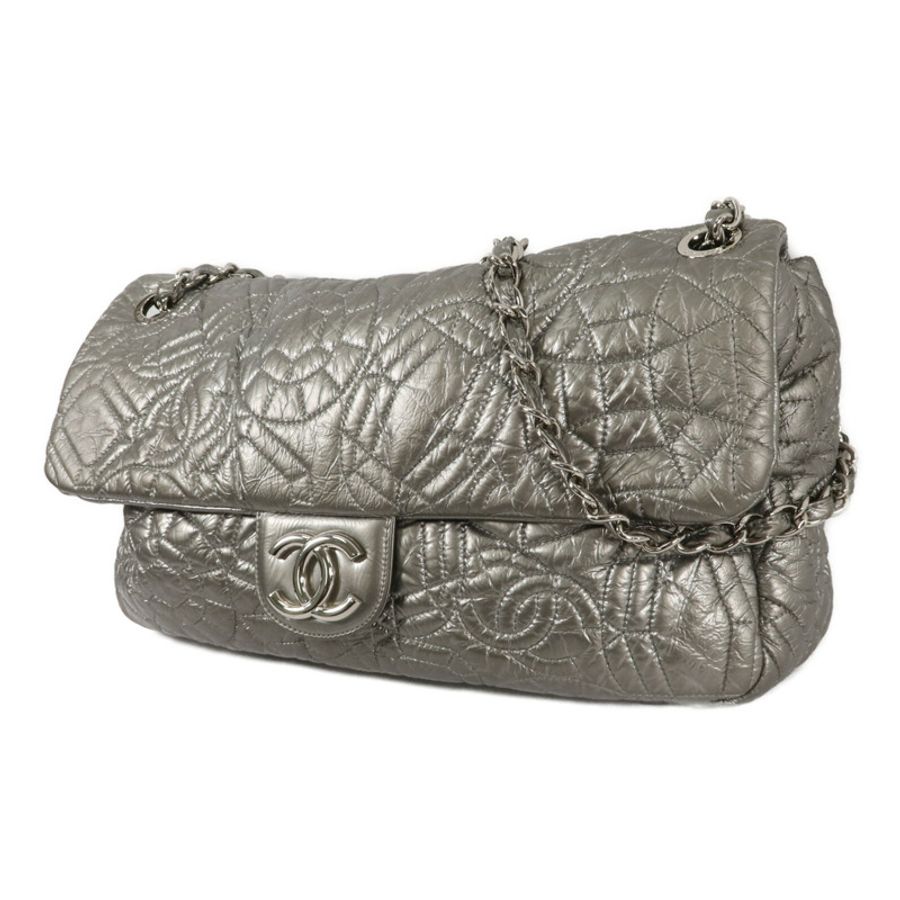 CHANEL 漆皮皮革Graphic Edge Flap鏈帶肩背袋-2