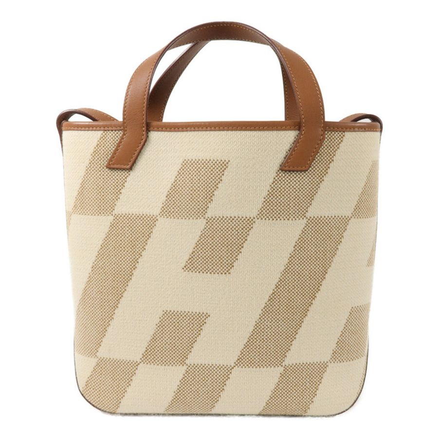 HERMES 帆布Cabas H En Biais 27手挽肩背兩用袋Gold/Beige-1