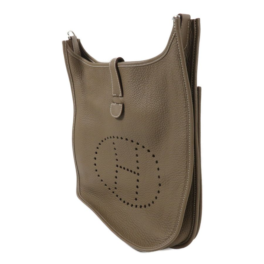 HERMES Clemence皮革Evelyne GM肩背袋Etoupe-2