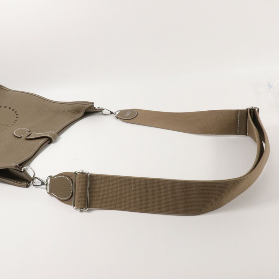 HERMES Clemence皮革Evelyne GM肩背袋Etoupe-7