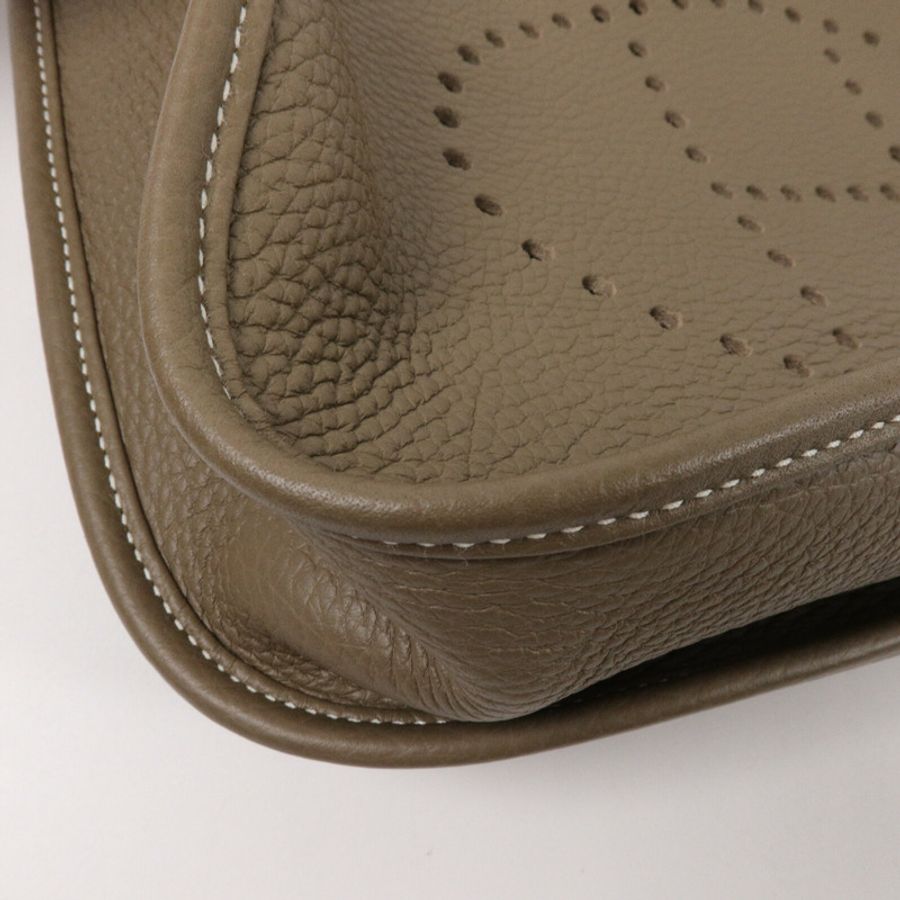 HERMES Clemence皮革Evelyne GM肩背袋Etoupe-9