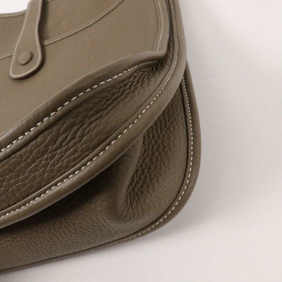 HERMES Clemence皮革Evelyne GM肩背袋Etoupe-12