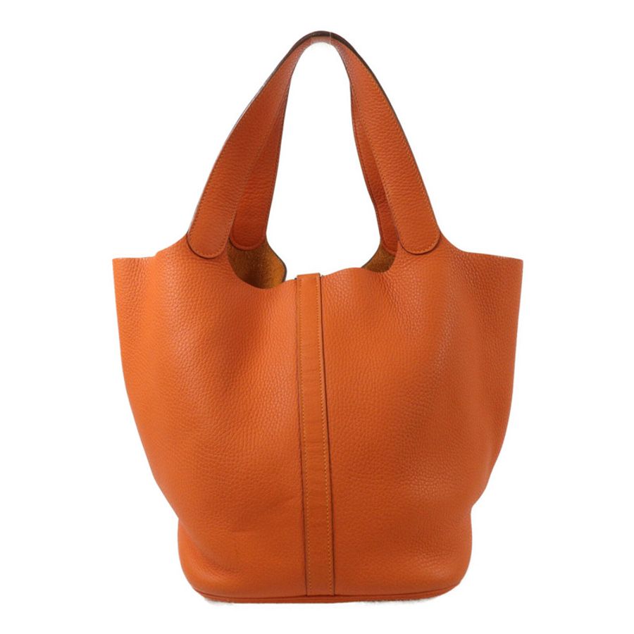 HERMES Clemence皮革Picotin GM手挽袋Orange-1