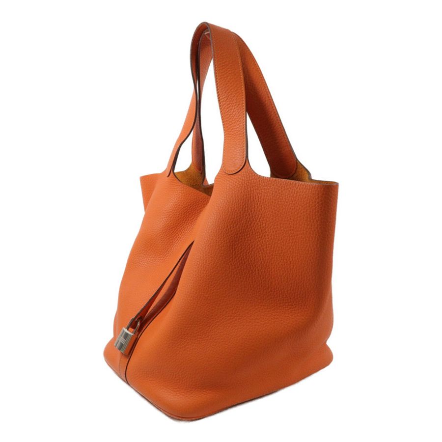 HERMES Clemence皮革Picotin GM手挽袋Orange-2