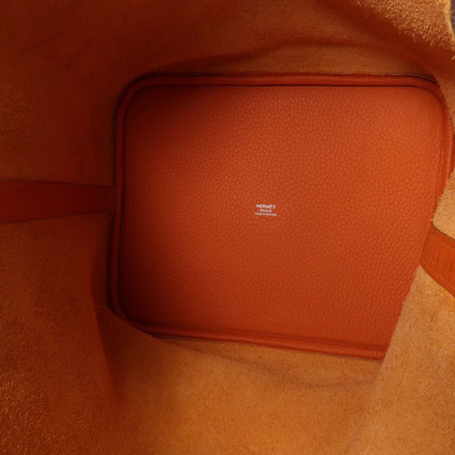 HERMES Clemence皮革Picotin GM手挽袋Orange-4