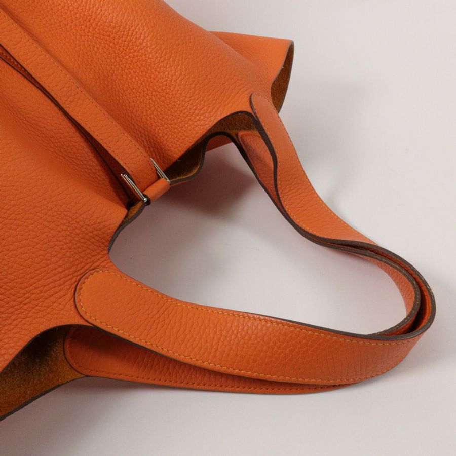 HERMES Clemence皮革Picotin GM手挽袋Orange-8