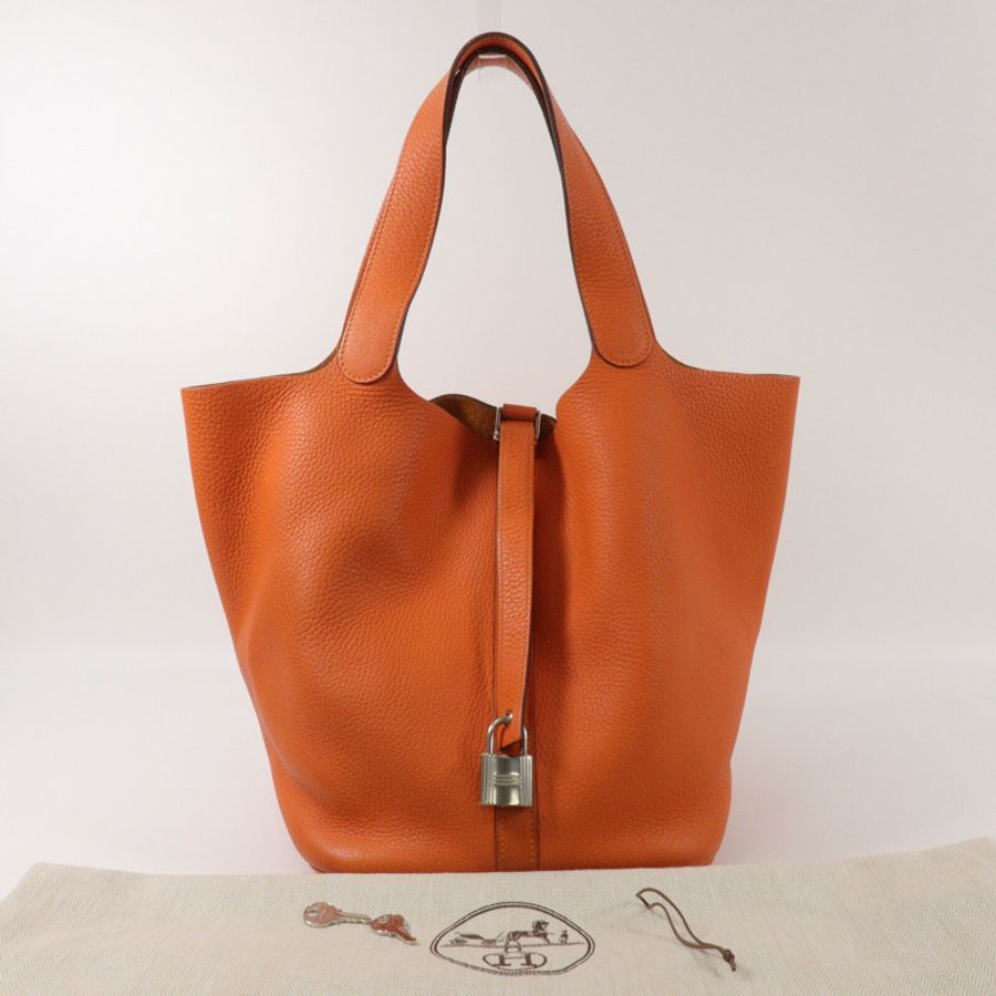 HERMES Clemence皮革Picotin GM手挽袋Orange-9