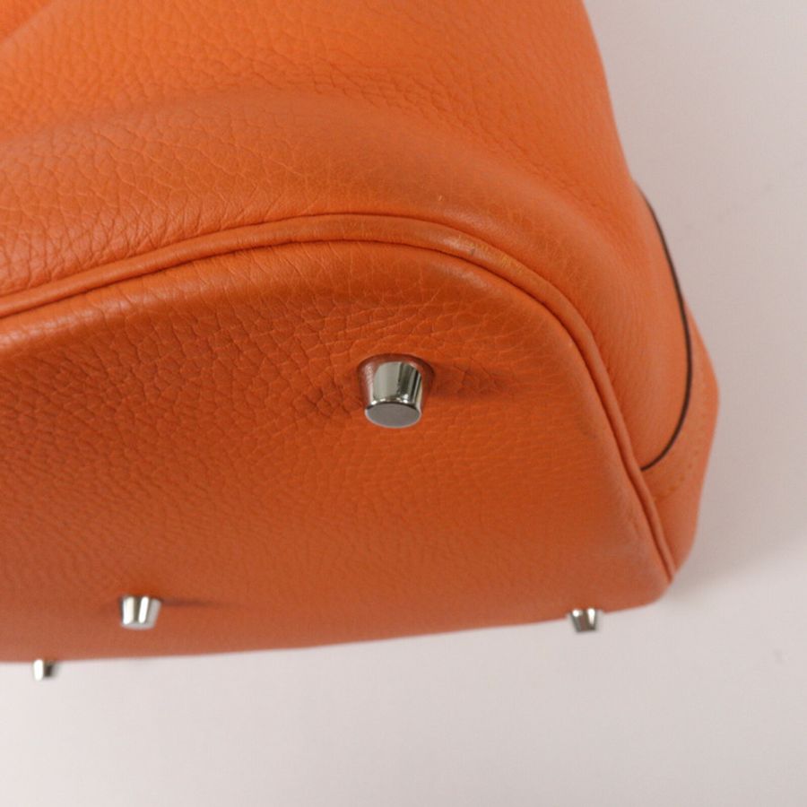 HERMES Clemence皮革Picotin GM手挽袋Orange-11