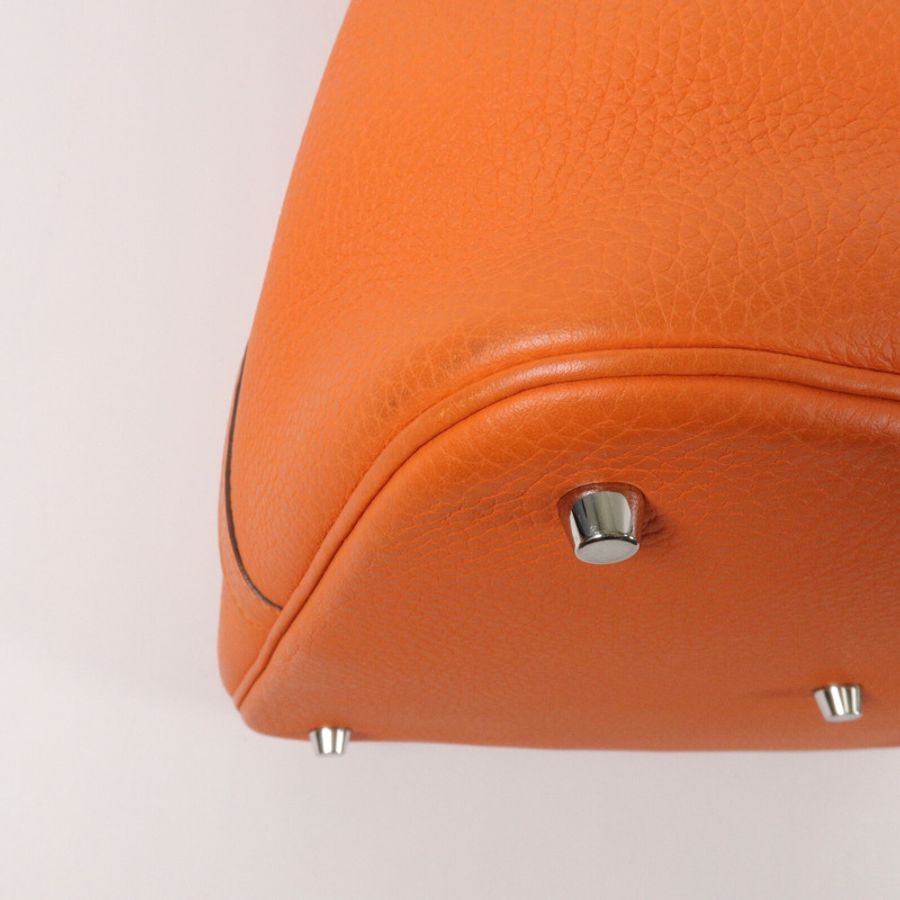 HERMES Clemence皮革Picotin GM手挽袋Orange-12