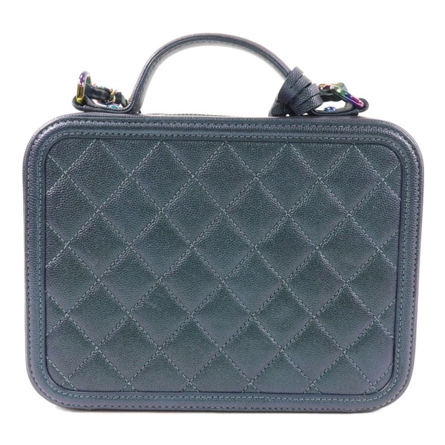 CHANEL 牛皮皮革CC Filigree Vanity Case Medium鏈帶肩背袋-1