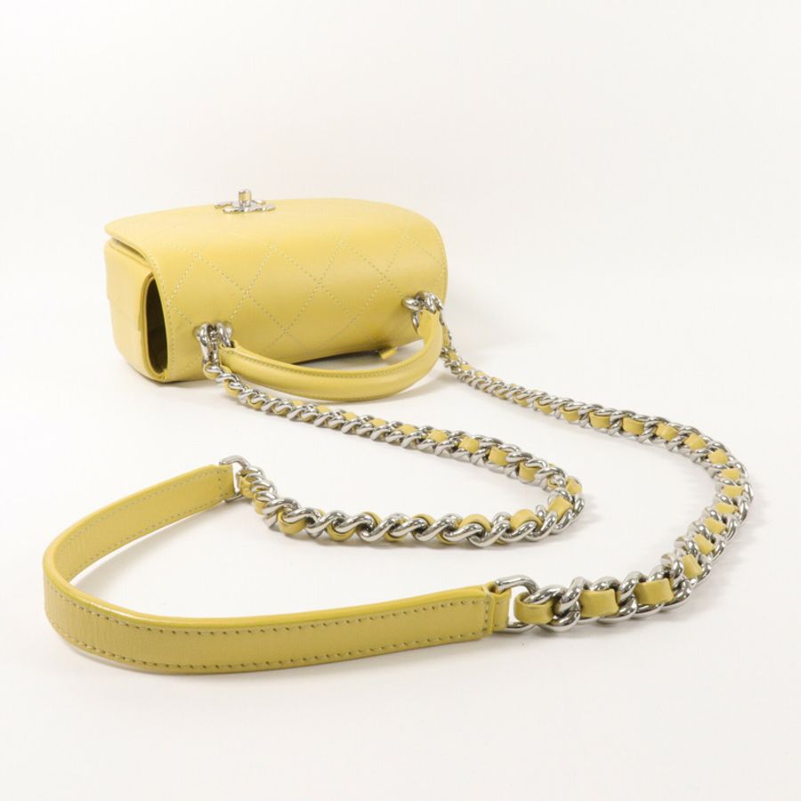 CHANEL 牛皮皮革Top Handle Flap Bag鏈帶手挽肩背兩用袋-9