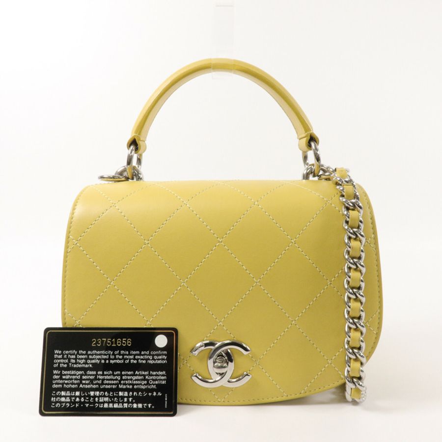 CHANEL 牛皮皮革Top Handle Flap Bag鏈帶手挽肩背兩用袋-10