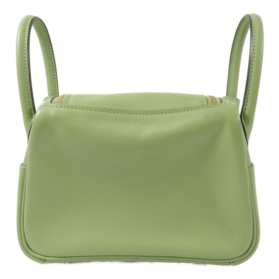 HERMES Swift皮革Mini Lindy手挽肩背兩用袋Vert Criquet-1