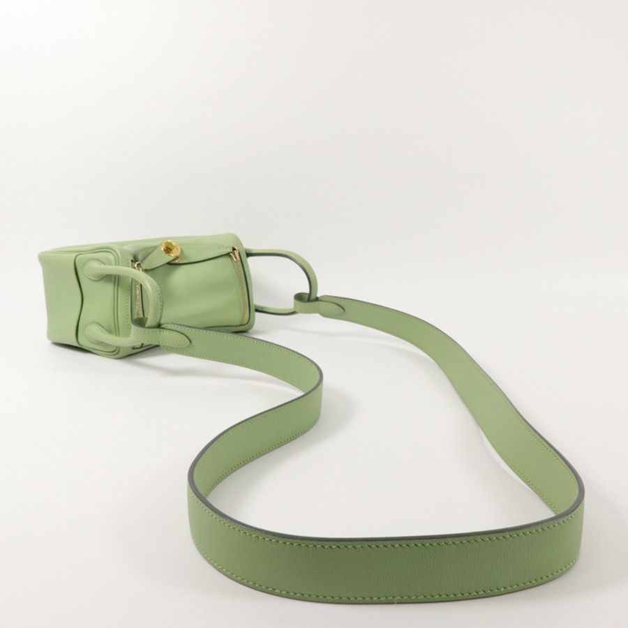 HERMES Swift皮革Mini Lindy手挽肩背兩用袋Vert Criquet-7