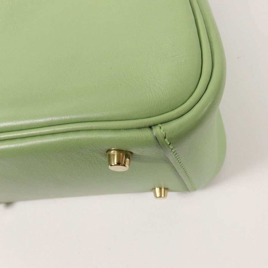 HERMES Swift皮革Mini Lindy手挽肩背兩用袋Vert Criquet-10