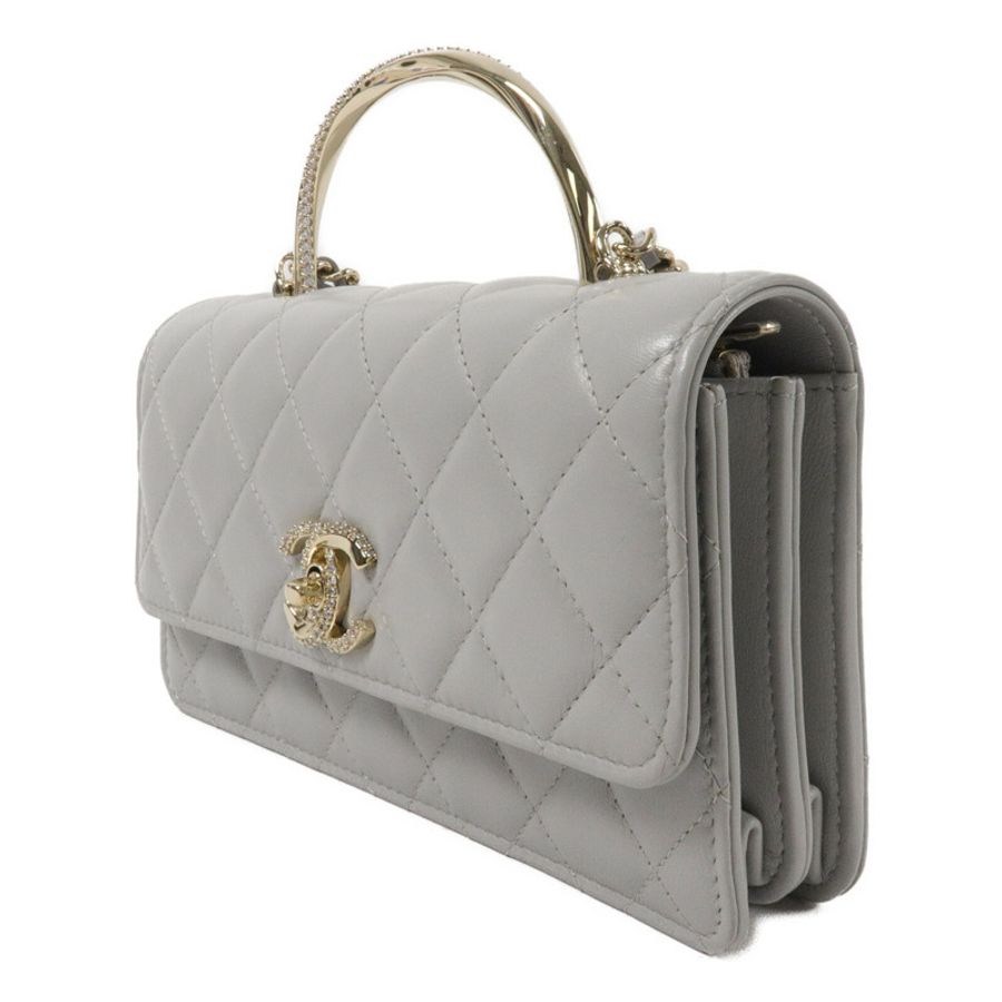 CHANEL 羊皮皮革Chain Shoulder鏈帶手挽肩背兩用袋-2