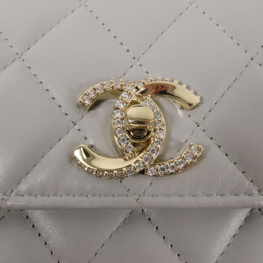 CHANEL 羊皮皮革Chain Shoulder鏈帶手挽肩背兩用袋-6