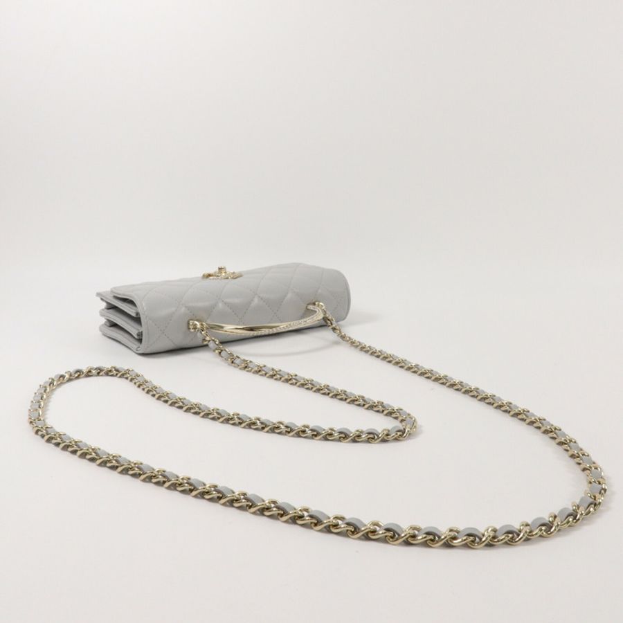 CHANEL 羊皮皮革Chain Shoulder鏈帶手挽肩背兩用袋-8