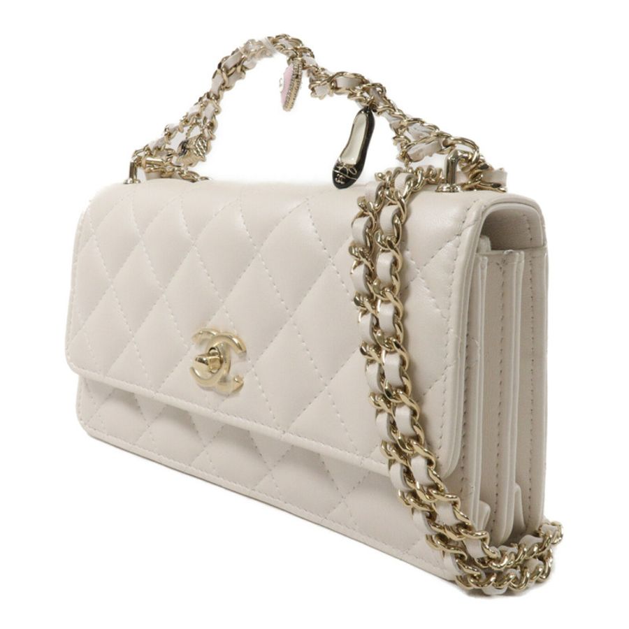CHANEL 羊皮皮革Chain Shoulder鏈帶手挽肩背兩用袋-2