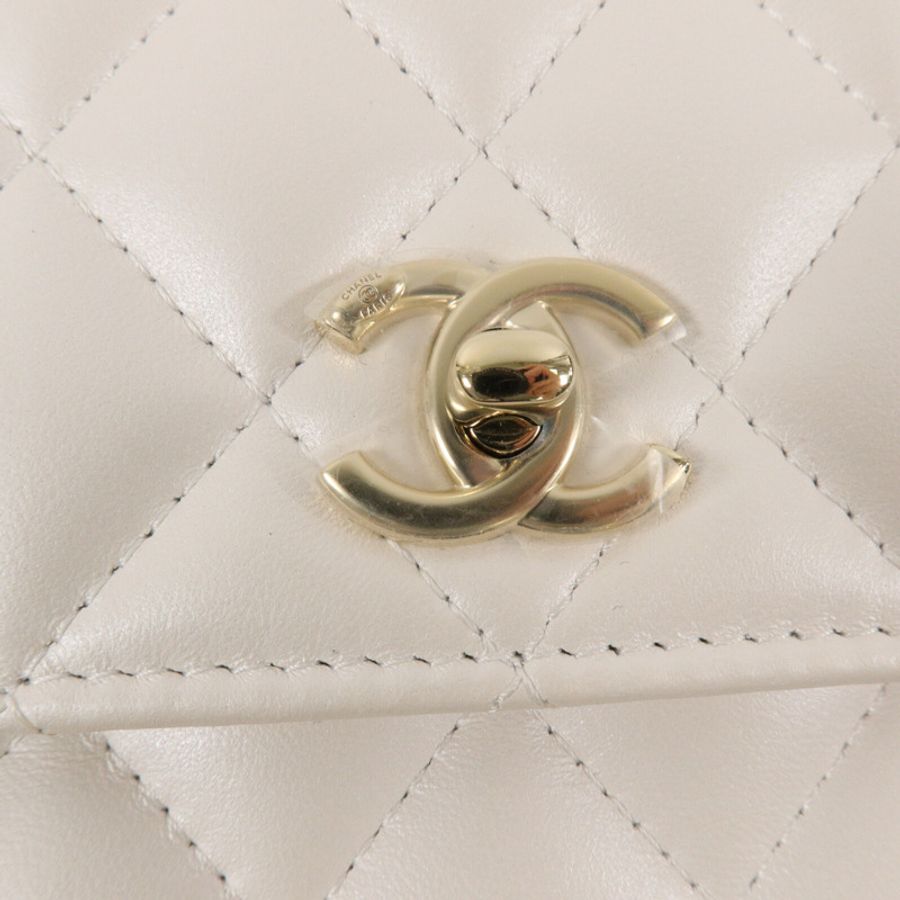 CHANEL 羊皮皮革Chain Shoulder鏈帶手挽肩背兩用袋-7