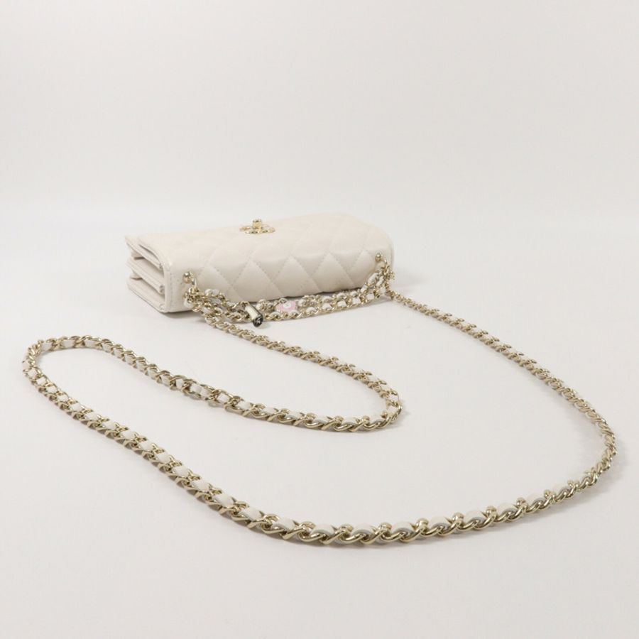 CHANEL 羊皮皮革Chain Shoulder鏈帶手挽肩背兩用袋-9