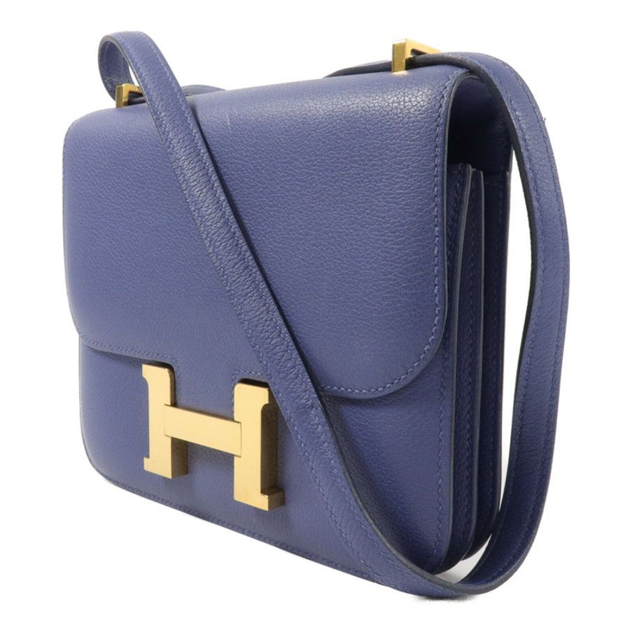 HERMES Evercolor皮革Constance Mini肩背袋Blue Brighton-2
