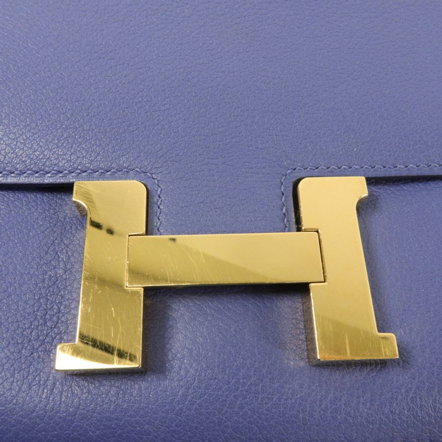 HERMES Evercolor皮革Constance Mini肩背袋Blue Brighton-7