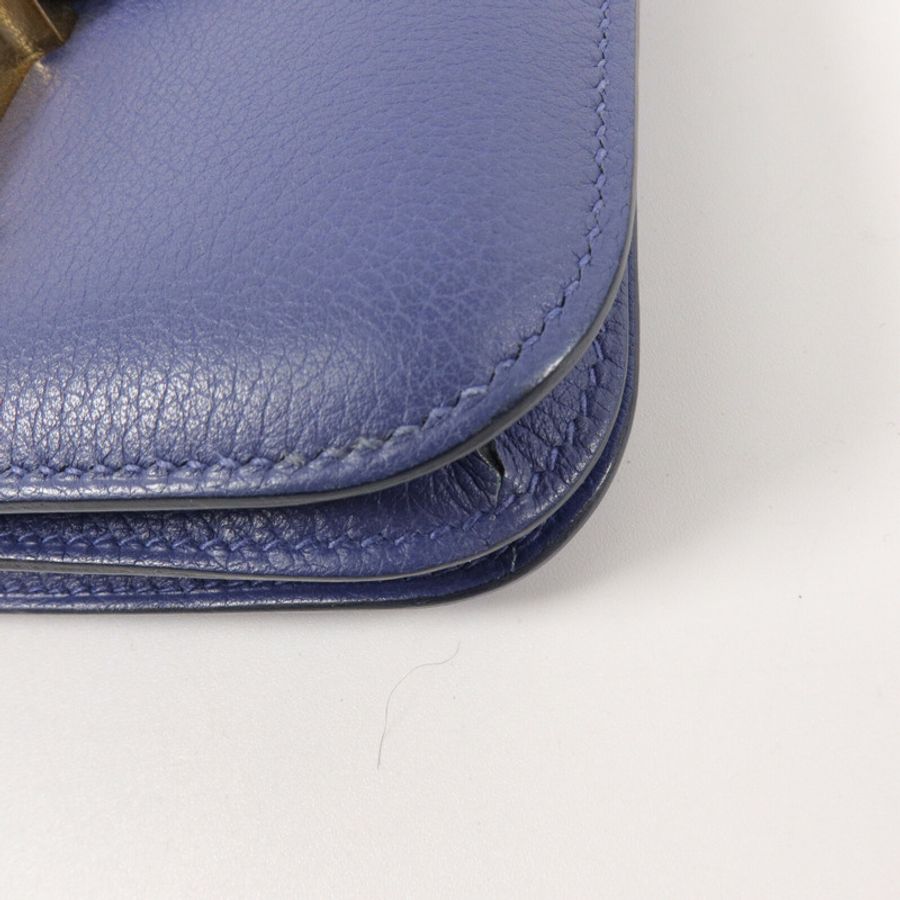 HERMES Evercolor皮革Constance Mini肩背袋Blue Brighton-9