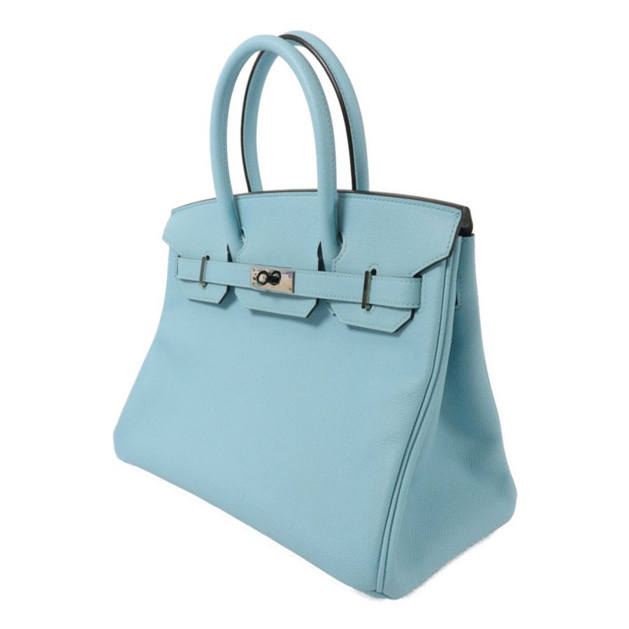 HERMES Epsom皮革Birkin 30手挽袋Blue Atoll-2