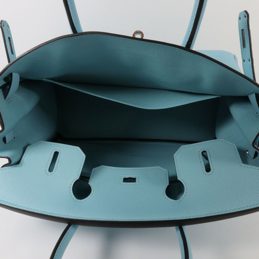 HERMES Epsom皮革Birkin 30手挽袋Blue Atoll-4
