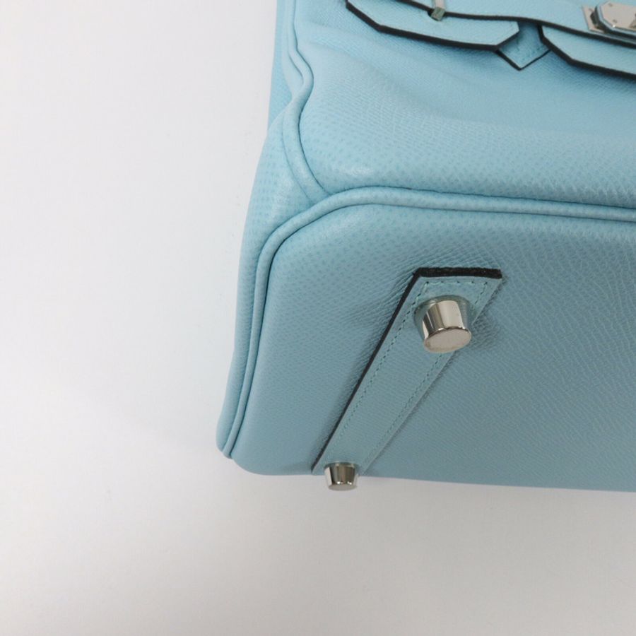 HERMES Epsom皮革Birkin 30手挽袋Blue Atoll-11