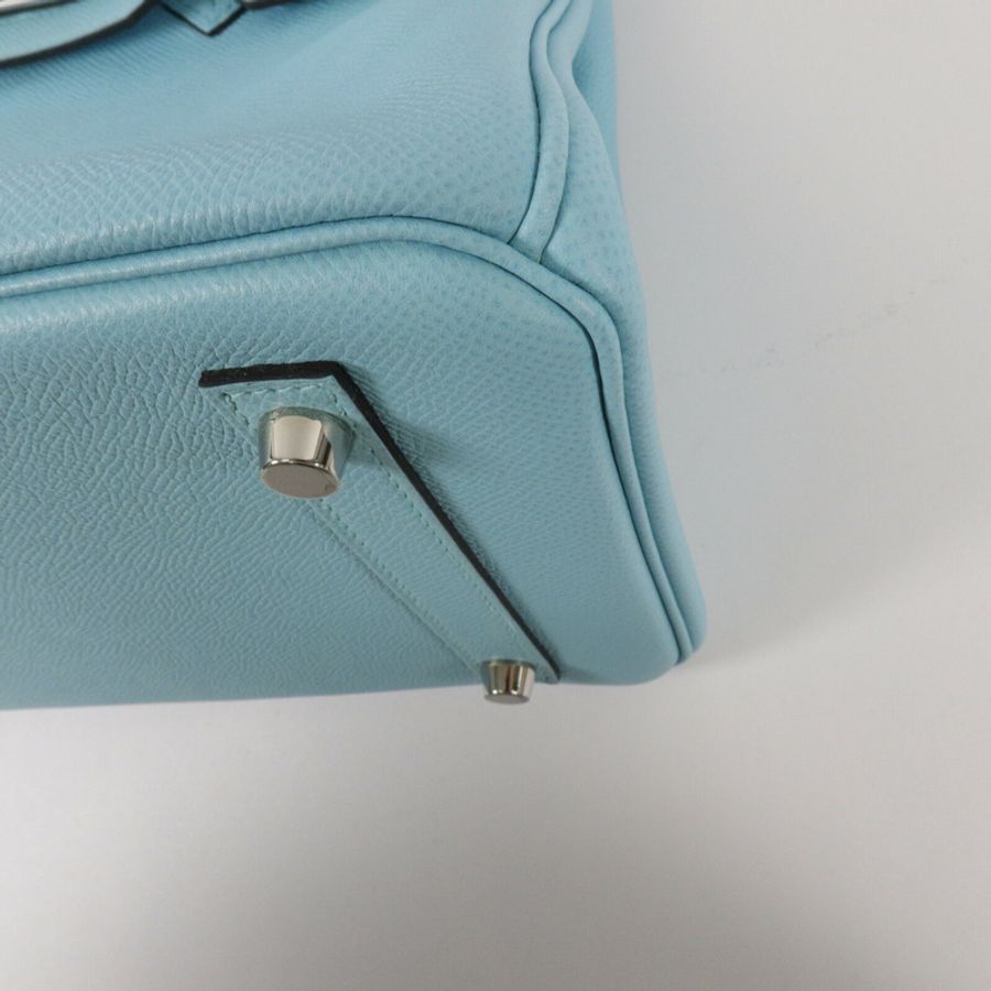 HERMES Epsom皮革Birkin 30手挽袋Blue Atoll-12