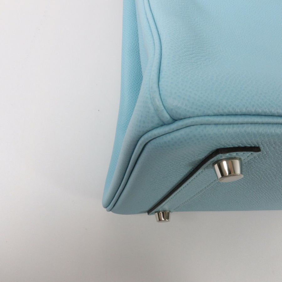 HERMES Epsom皮革Birkin 30手挽袋Blue Atoll-13