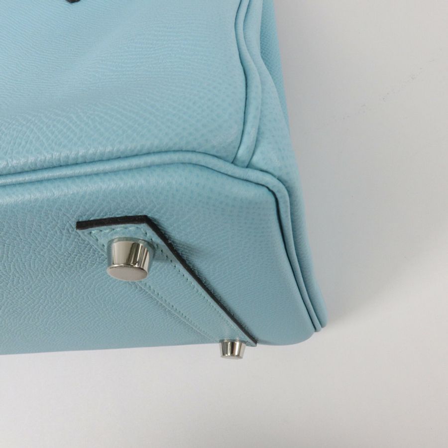 HERMES Epsom皮革Birkin 30手挽袋Blue Atoll-14
