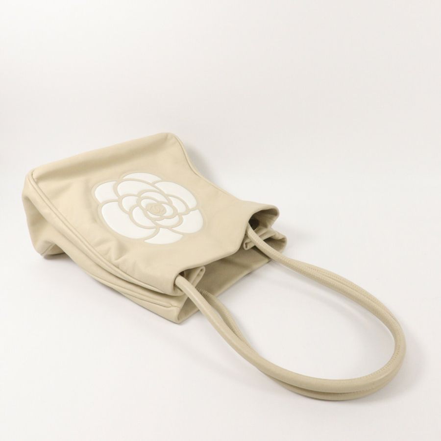 CHANEL 牛皮皮革Camellia Shoulder Tote肩背袋-7