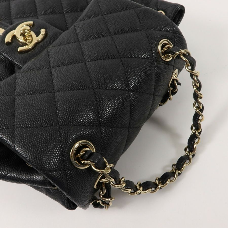 CHANEL 牛皮皮革Backpack鏈帶背包-9