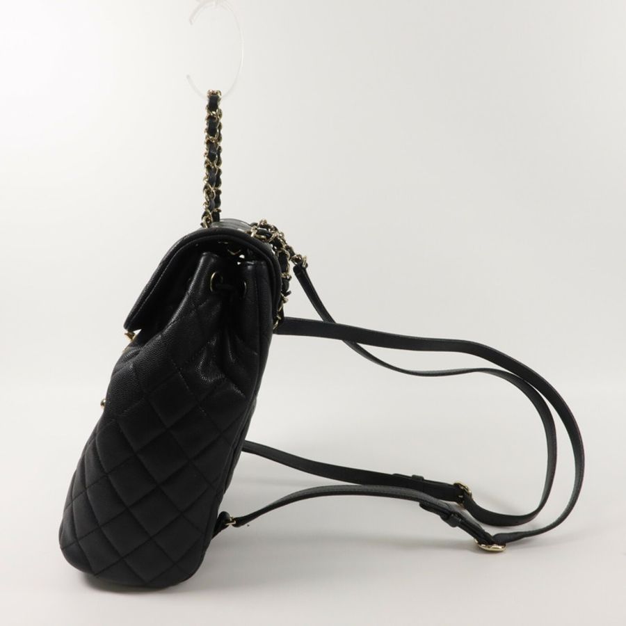CHANEL 牛皮皮革Backpack鏈帶背包-10