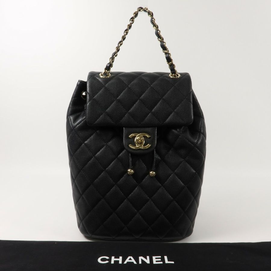 CHANEL 牛皮皮革Backpack鏈帶背包-11