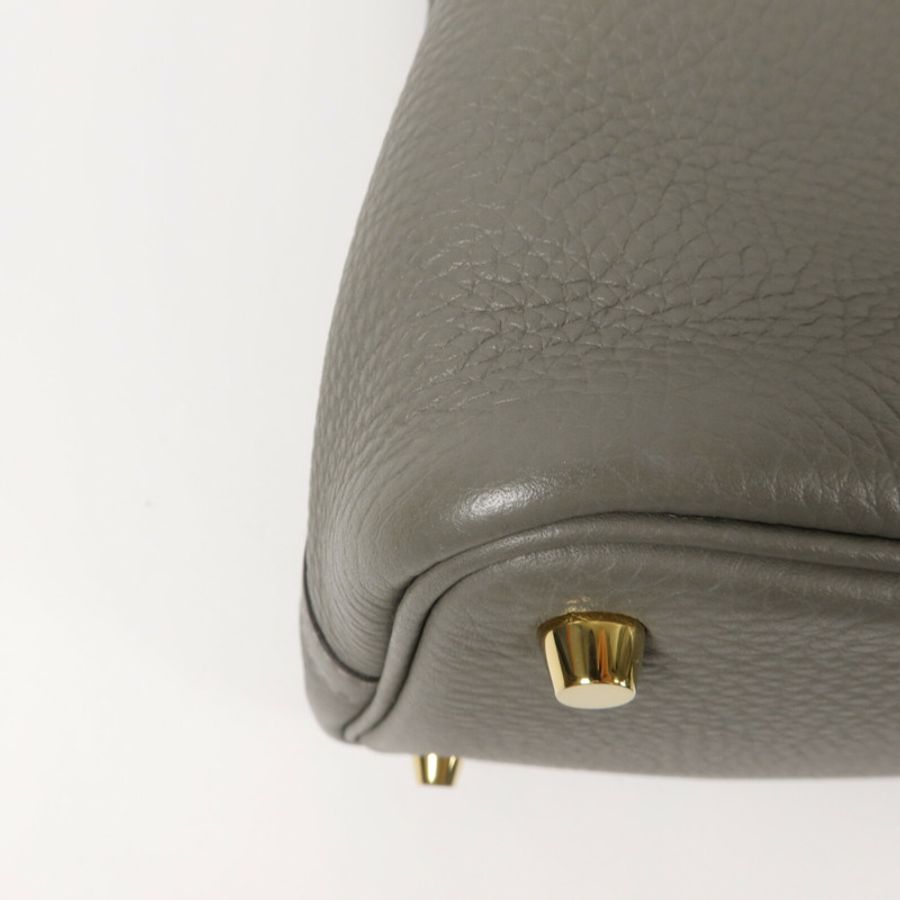 HERMES Clemence皮革Picotin PM手挽袋Gris Meyer-10