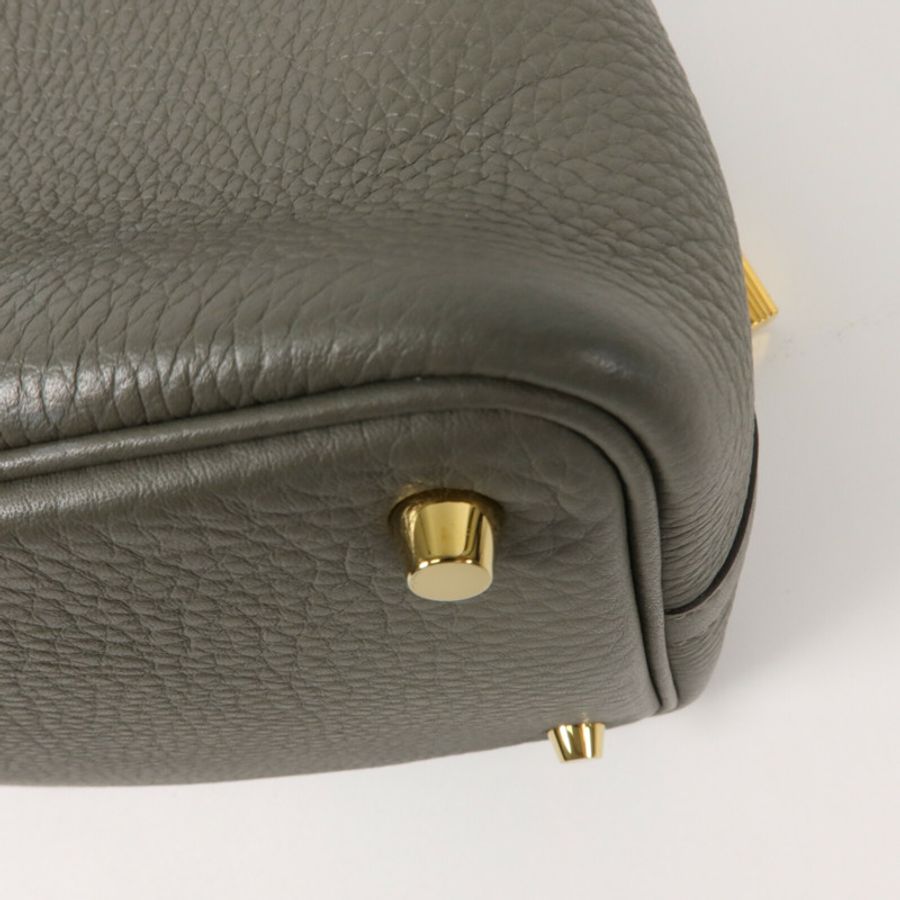 HERMES Clemence皮革Picotin PM手挽袋Gris Meyer-11