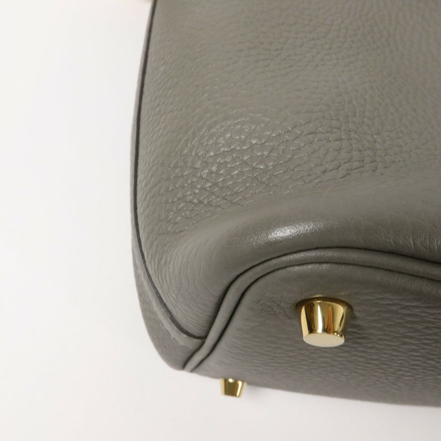 HERMES Clemence皮革Picotin PM手挽袋Gris Meyer-12