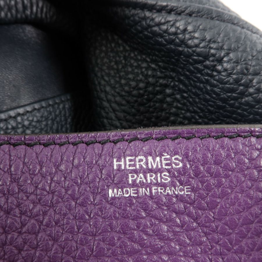 HERMES Clemence皮革Lindy 30手挽肩背兩用袋Ultraviolet/Bleu Obs-5