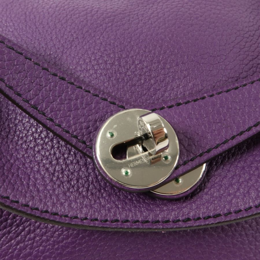 HERMES Clemence皮革Lindy 30手挽肩背兩用袋Ultraviolet/Bleu Obs-6