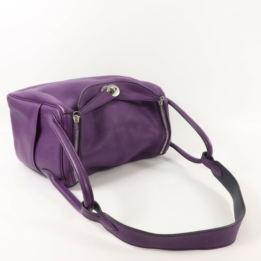 HERMES Clemence皮革Lindy 30手挽肩背兩用袋Ultraviolet/Bleu Obs-8