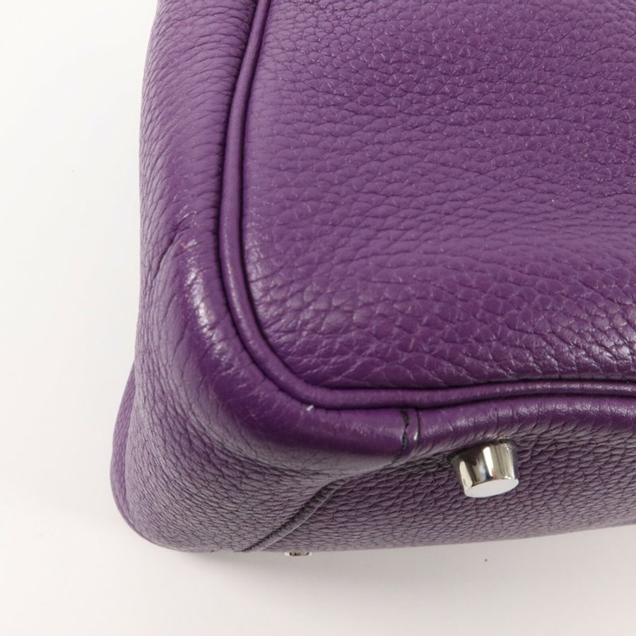 HERMES Clemence皮革Lindy 30手挽肩背兩用袋Ultraviolet/Bleu Obs-11