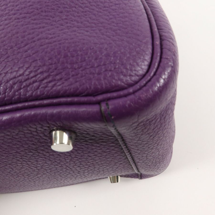 HERMES Clemence皮革Lindy 30手挽肩背兩用袋Ultraviolet/Bleu Obs-12