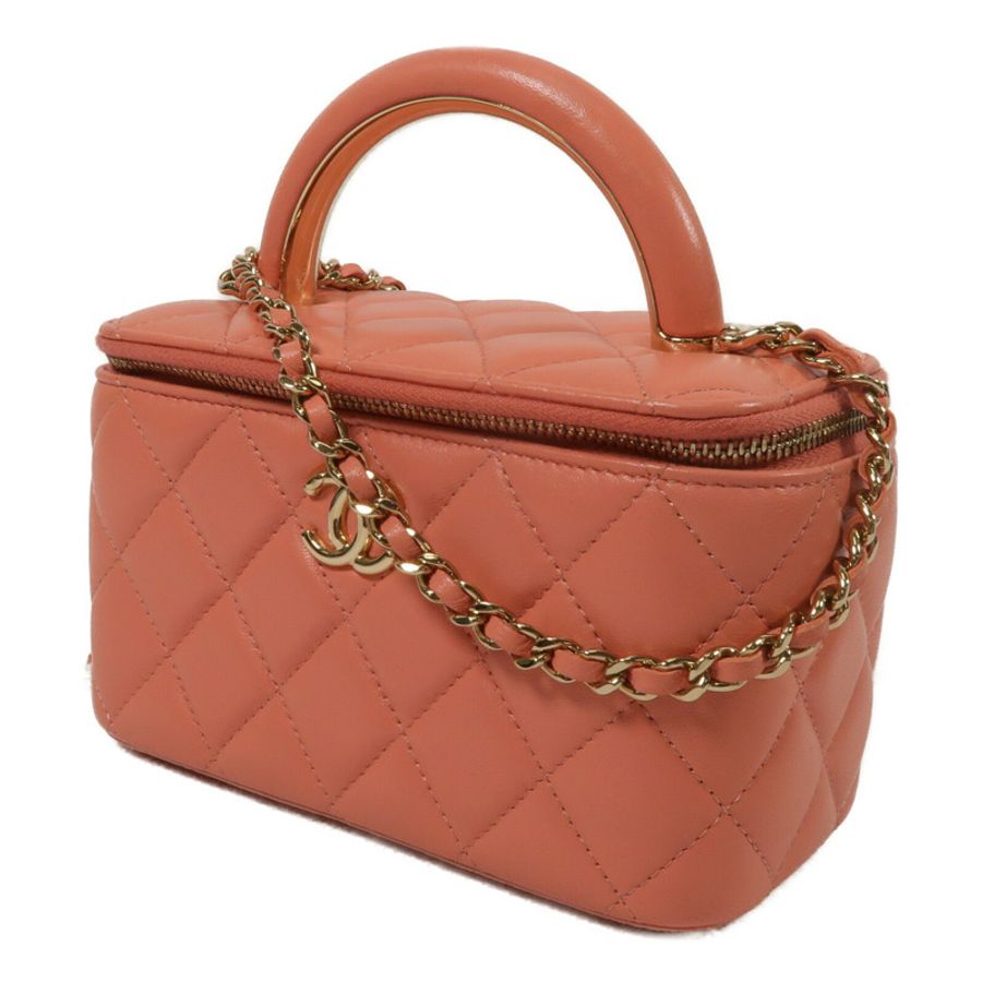 CHANEL 羊皮皮革Top Handle Vanity Case鏈帶手挽肩背兩用袋-1